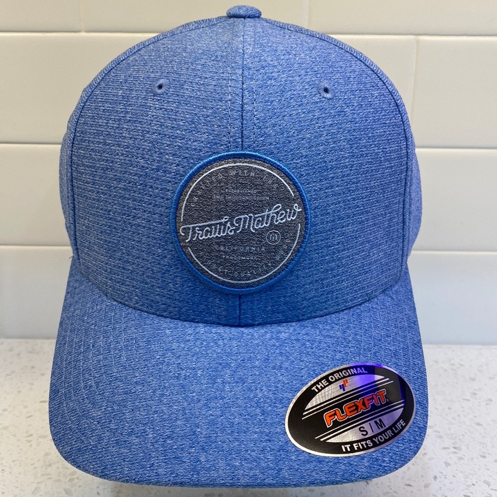 Travis Mathew Flexfit S/M Fitted Cap - What Kind of Name is That - Light Blue